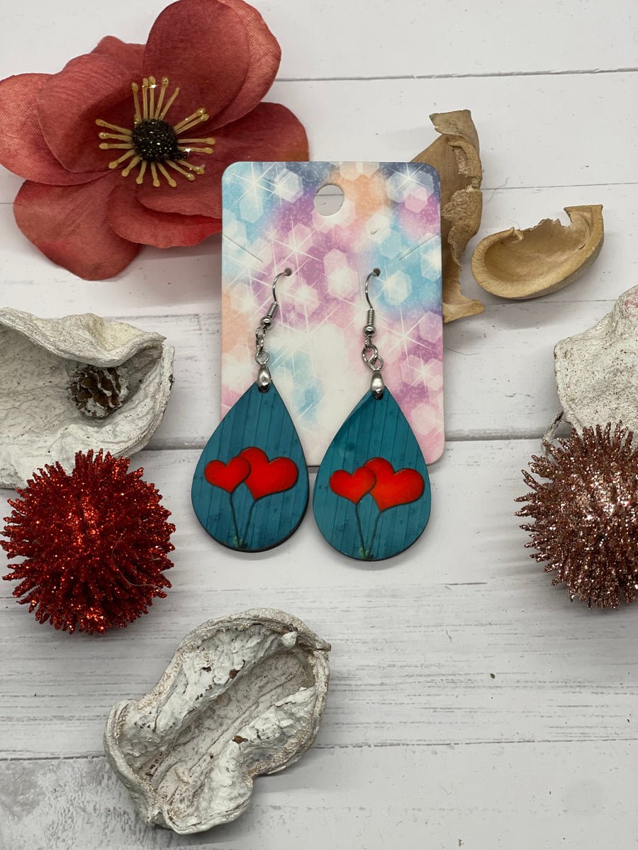 1.8 Inch Turquoise with Red Heart Earrings – Krisandas Krafty Korner