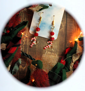 Candy Cane Beaded Earrings