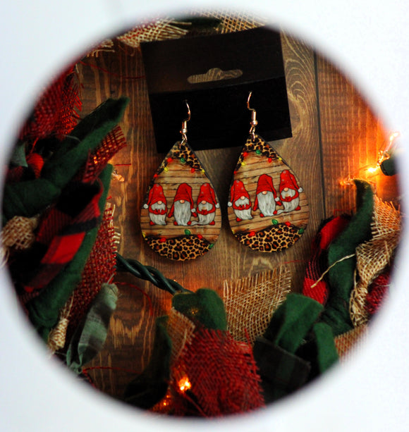 1.6 Inch 3 Christmas Gnome Earrings