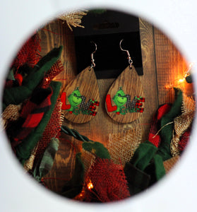 1.8 Inch LOVE Grinch Earrings