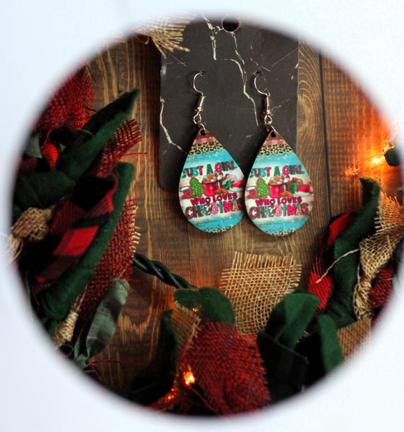 1.8 Inch Just a Girl Who Loves Christmas Earrings