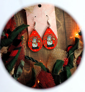 1.6 Inch Christmas Snowman Earrings