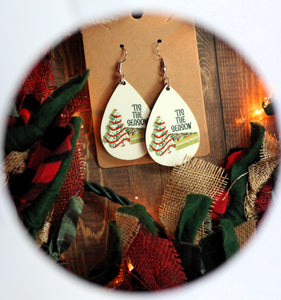 1.8 Inch Tis the Season Christmas Tree Earrings