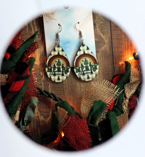 1.6 inch Merry Christmas Earrings