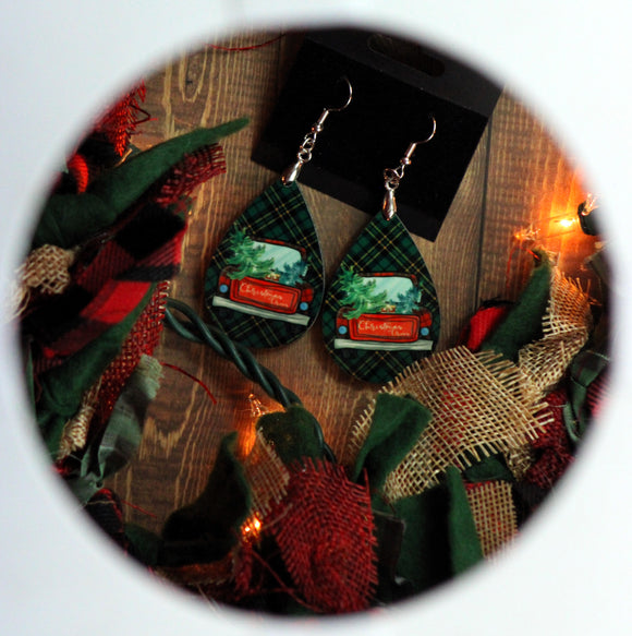 1.6 Inch Christmas Truck Earrings