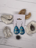 1.8 Inch Blue Snowman Earrings