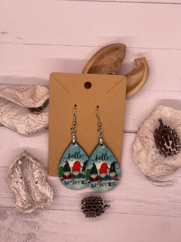 1.8 Inch Hello Winter Gnome Earrings