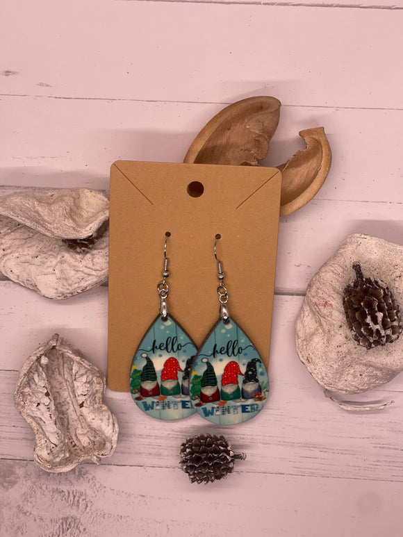 1.6 Inch Hello Winter Gnome Earrings