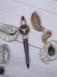 Longhorn Brown Beaded Pen