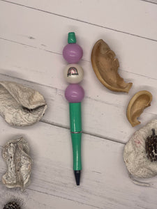 Girl Mama Turquoise and Purple Beaded Pen