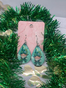 1.8 Inch Green Leprechaun Earrings