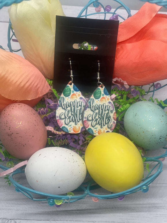 1.6 in Happy Easter egg earrings