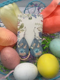 2 Inch Blue Easter Birdhouse Earrings