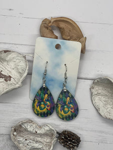 1.6 in Mardi Gras Mask Earrings