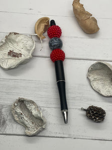 Black and red and lace beaded pen