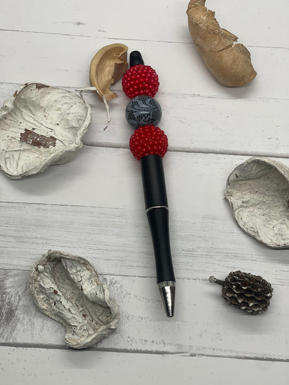 Black and red and lace beaded pen