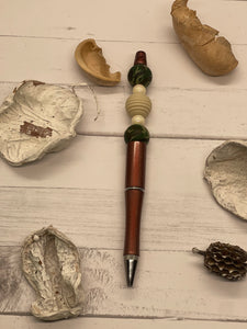 Red with Camo and Tan beaded pen