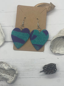 Turquoise and Purple Glitter Clay Earrings