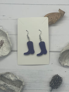 Purple Boots Clay Earrings