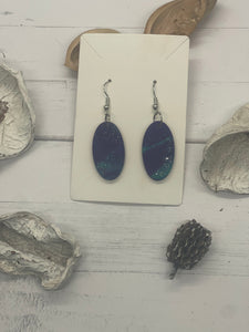 Turquoise and Purple Glitter Clay Earrings