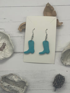 Turquoise Boots Clay Earrings