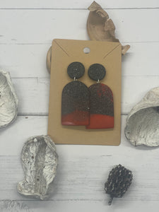 Black and Red Shimmer Clay Earrings