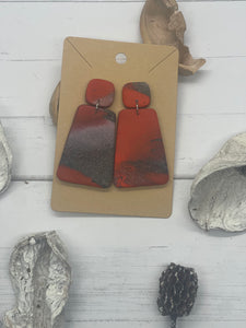 Black and Red Shimmer Clay Earrings