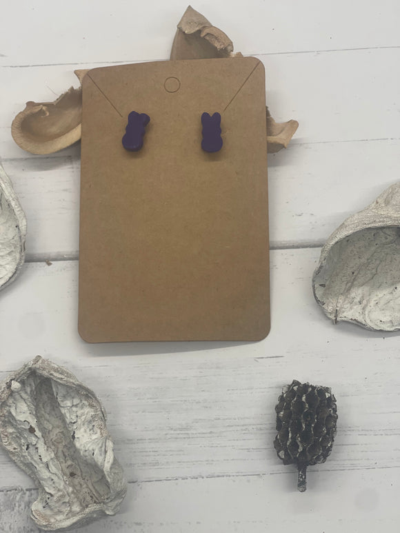 Purple Peep Bunny Stud Clay Earrings