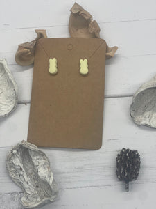 Light Yellow Peep Bunny Stud Clay Earrings