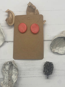 Red Stud Clay Earrings