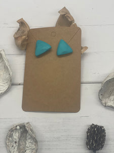 Turquoise Triangle Stud Clay Earrings