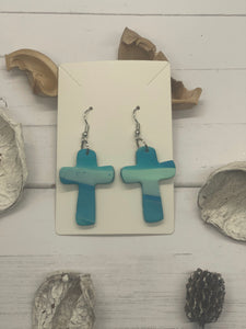 Turquoise Cross Clay Earrings