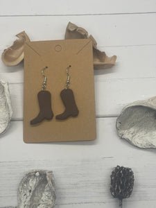 Brown Boot Clay Earrings