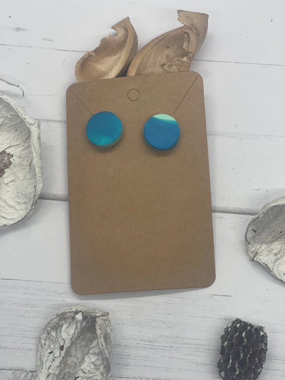 Round Turquoise Stud Clay Earrings