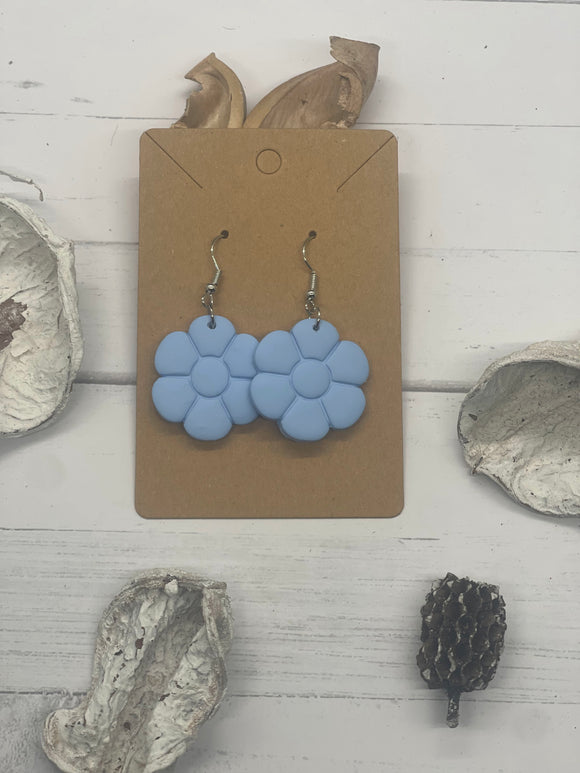 Blue Flower Clay Earrings