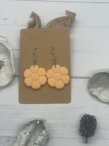 Peach Flower Clay Earrings