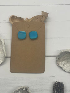 Square Turquoise Stud Clay Earrings