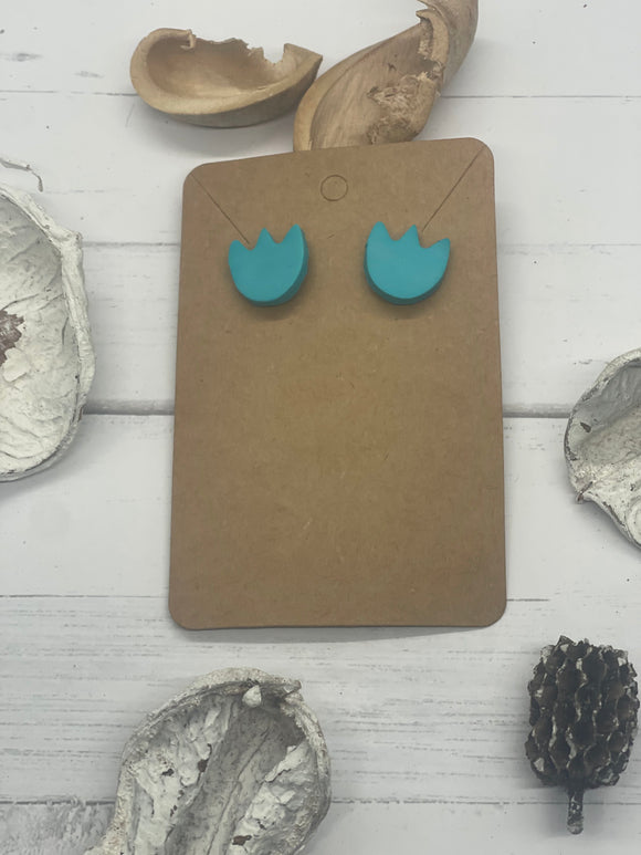 Turquoise Tulip Stud Clay Earrings