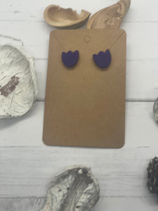 Purple Tulips Stud Clay Earrings