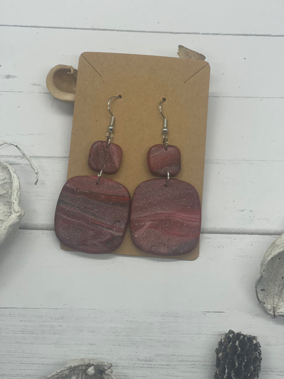 Red Shimmer Clay Earrings