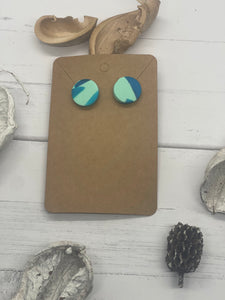 Round Turquoise Stud Clay Earrings