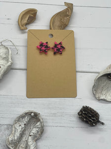 Pink and Black Stud Clay Earrings