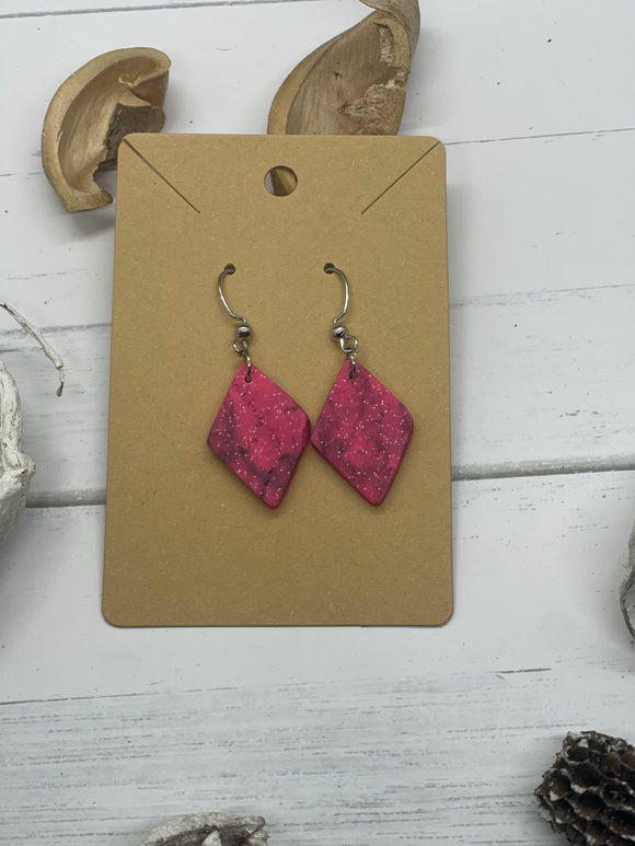 Pink and Black Glitter Clay Earrings