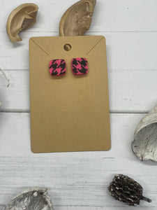 Pink and Black Stud Clay Earrings