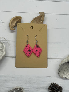 Black and Pink Clay Earrings