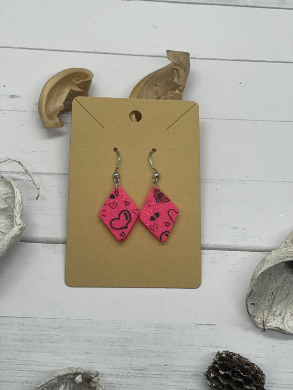 Black and Pink Clay Earrings