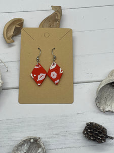 Red and White Lip Clay Earrings