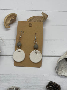 Grey and white clay earrings