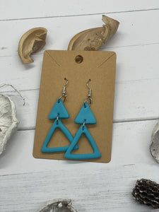 Blue clay triangle earrings