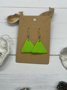 Lime green clay triangle earrings